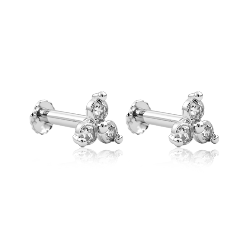 Clover Flatback Stud Pair