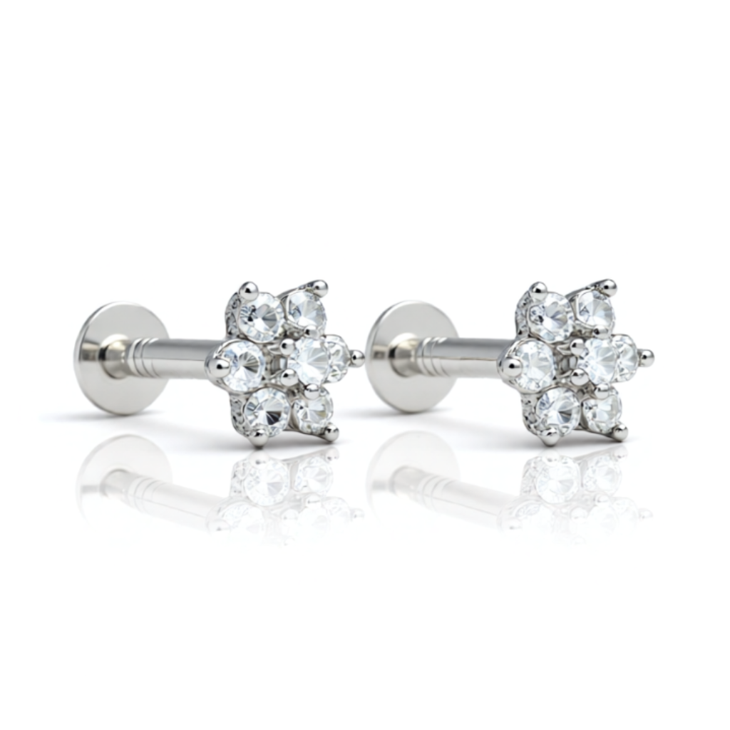 Snowflake Flatback Stud Pair