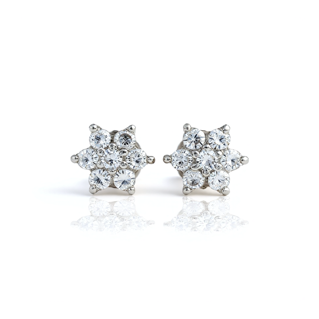 Snowflake Flatback Stud Pair