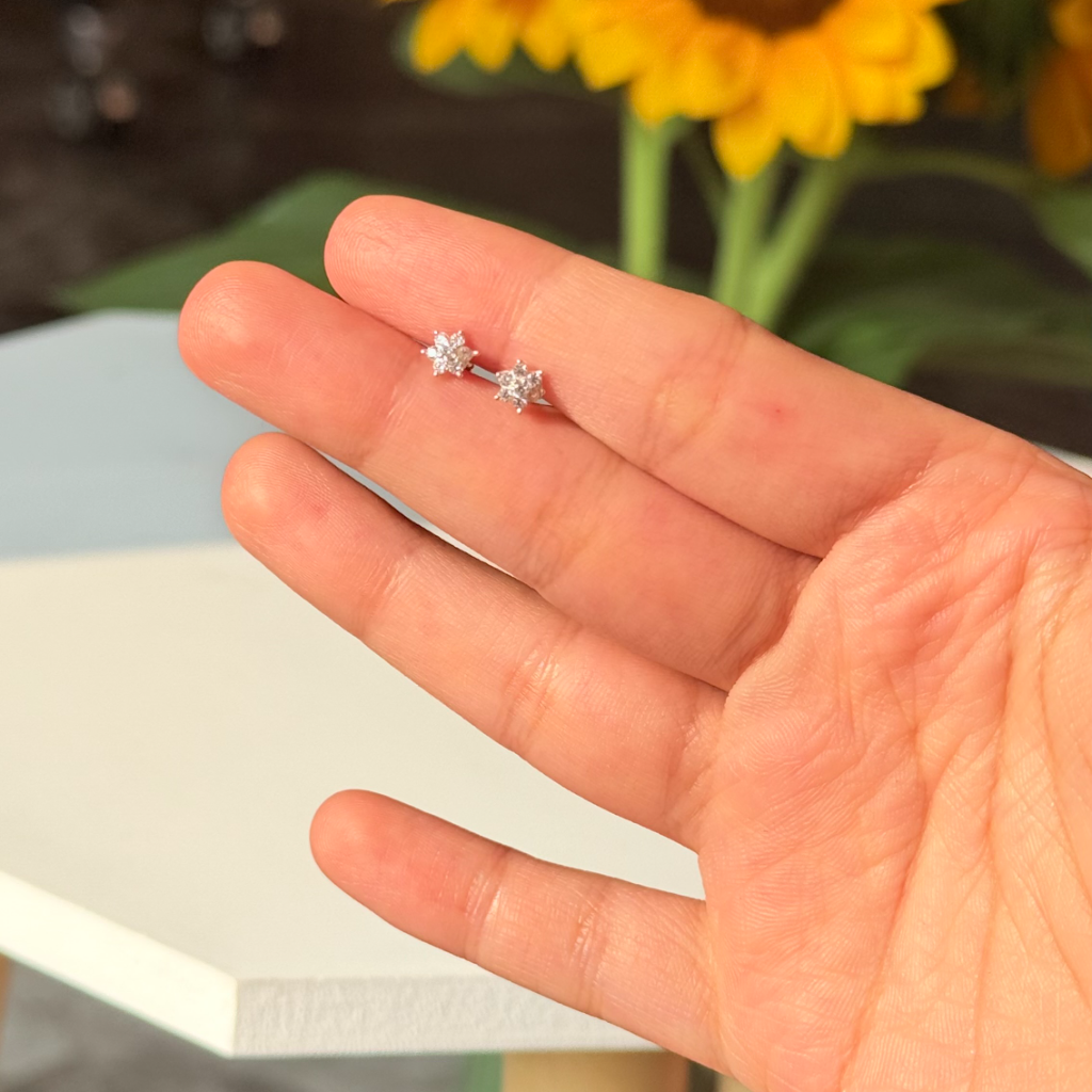 Snowflake Flatback Stud Pair