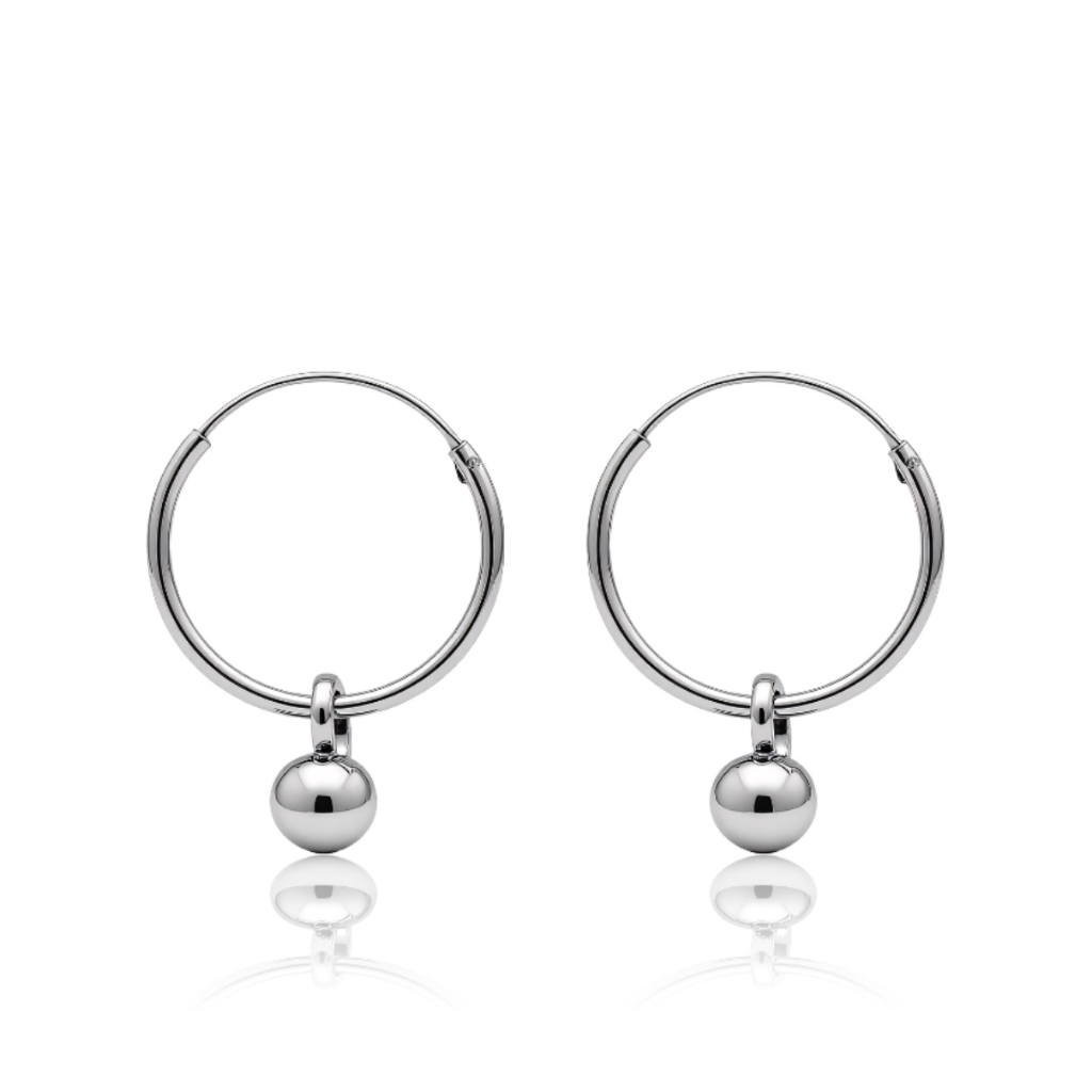 Silver Ball Hoop Pair