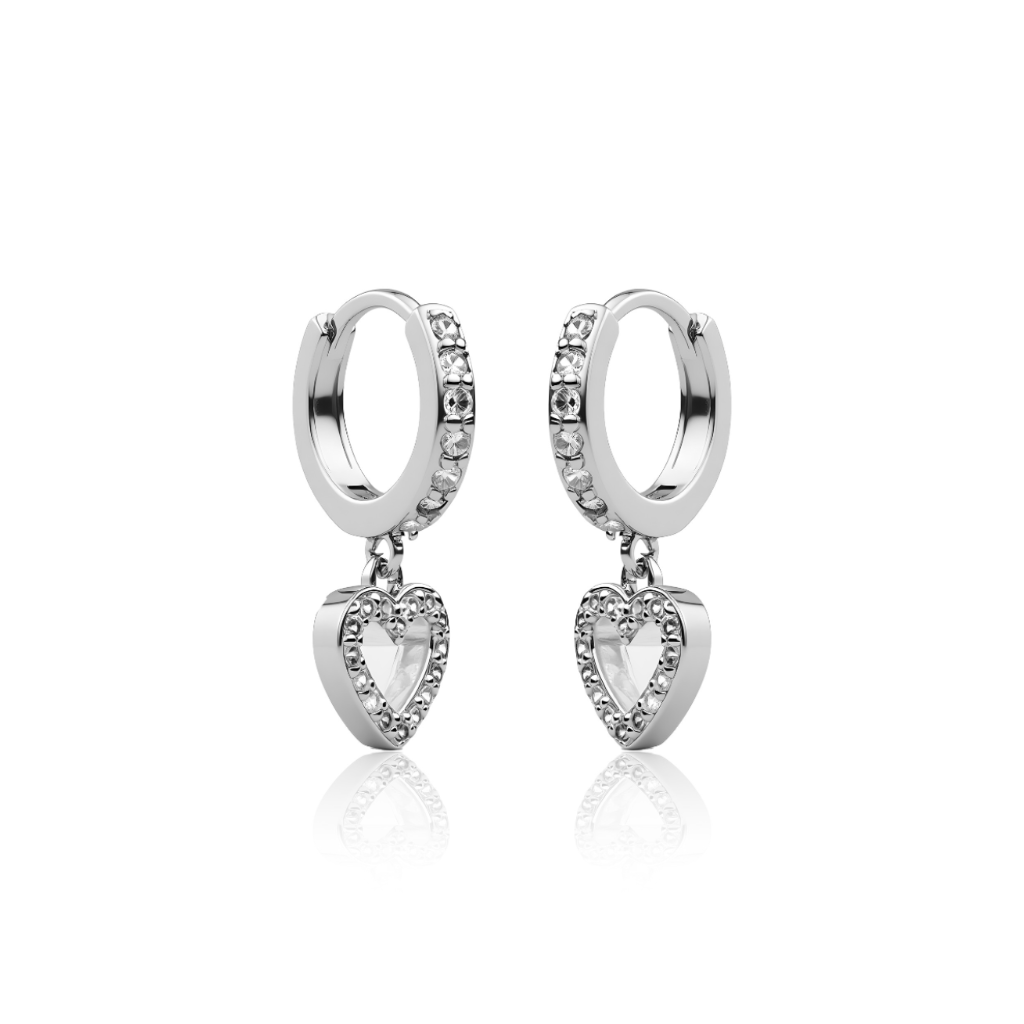 Heart Drop Hoop Pair