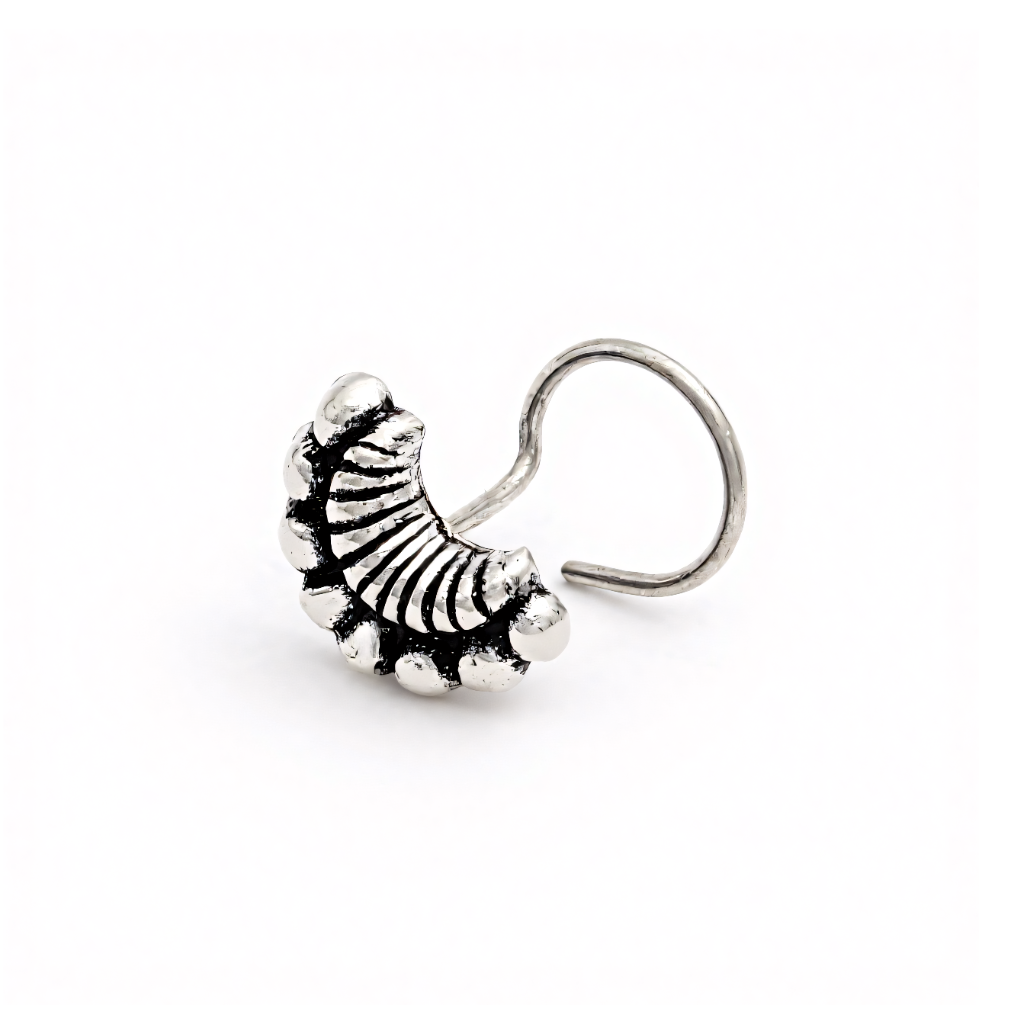 Mehrunisa Moon Nose Pin – Oxidised