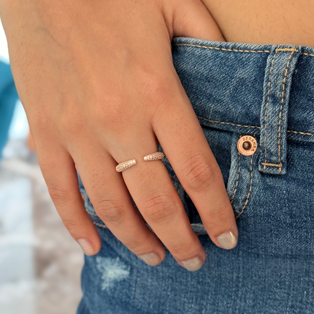 Rose Gold Bejeweled Adjustable Ring