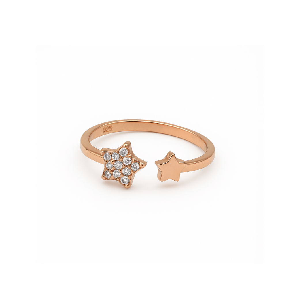 Rose Gold Star Midi Adjustable Ring