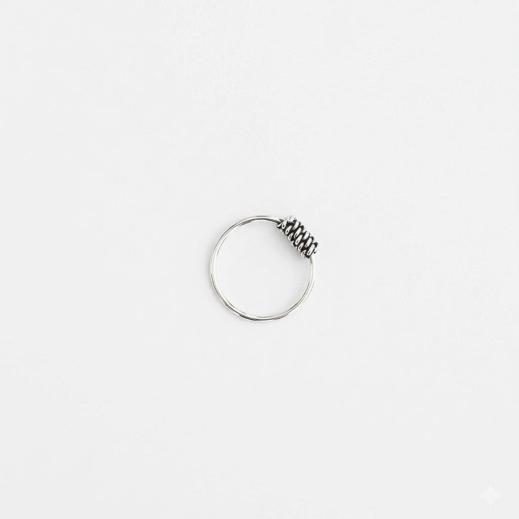 Pierced Nose Ring Wriggly Hoop Oxidised