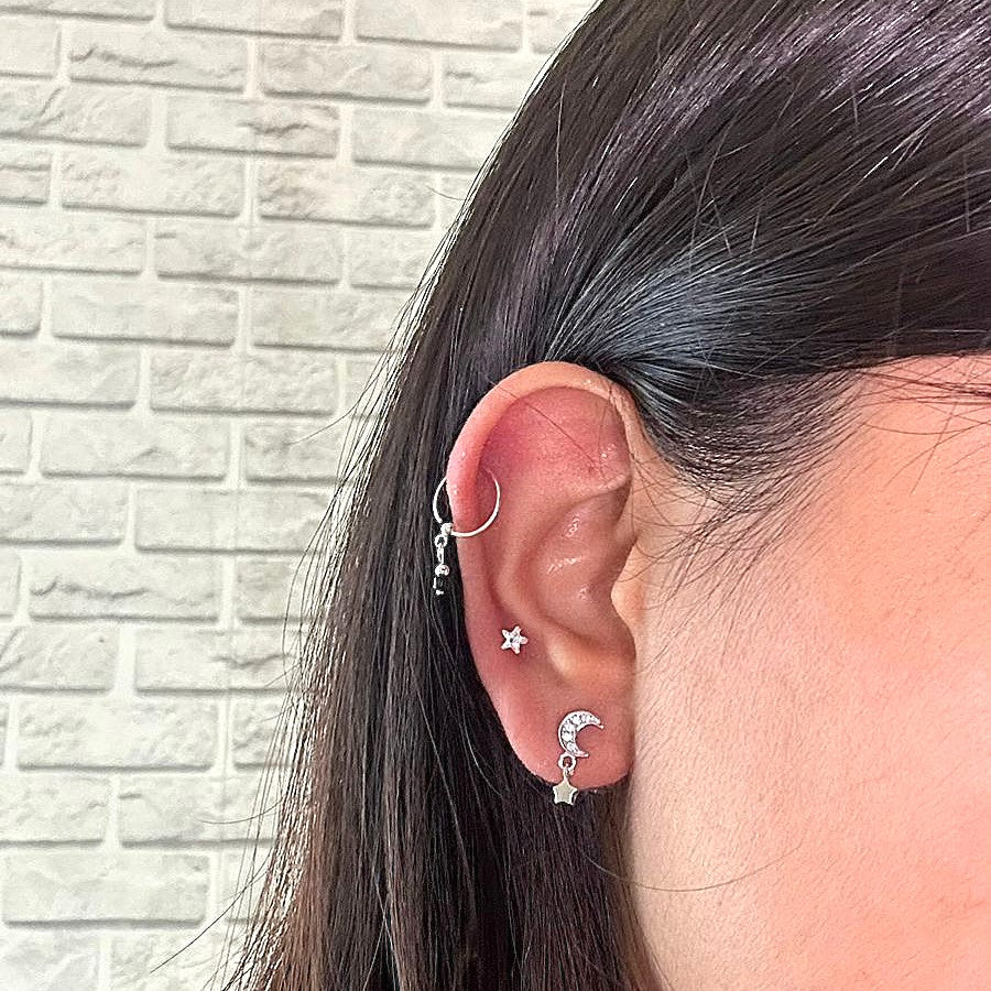 Moon Star Asymmetrical Stud Pair