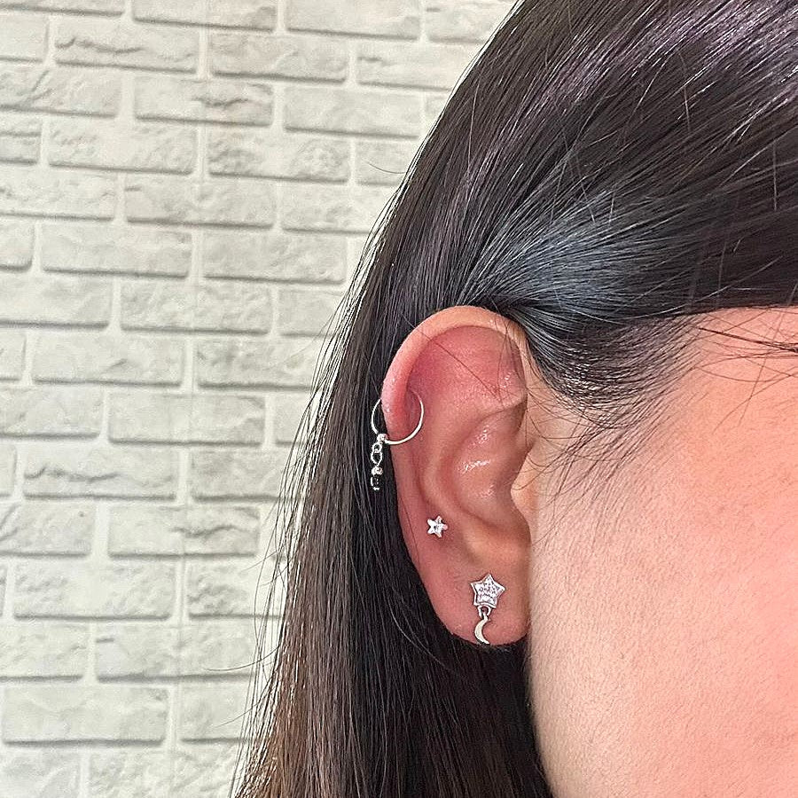 Moon Star Asymmetrical Stud Pair