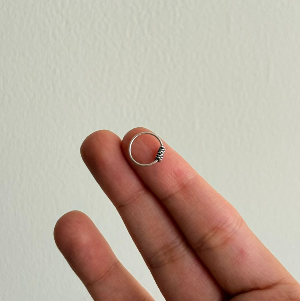 Pierced Nose Ring Wriggly Hoop Oxidised