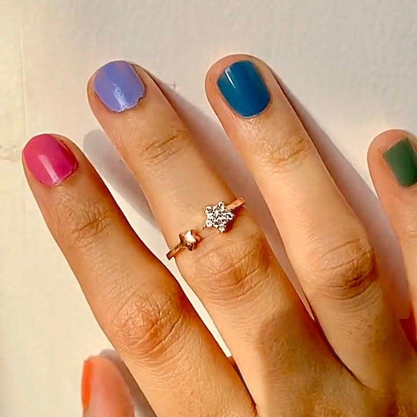Rose Gold Star Midi Adjustable Ring